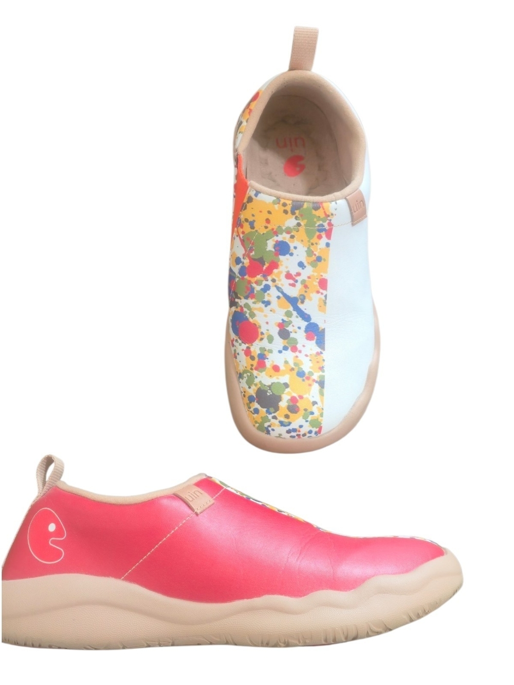 UIN Color Border Art Slip-On Travel Shoe W 8 Walking Paint Splash Floral Comfort